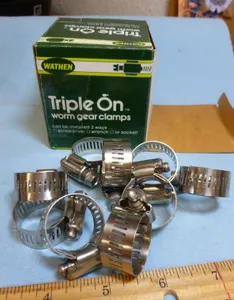 Lot of 9 USA, SS-10 STAINLESS STEEL WORM CLAMPS 9/16" - 1-1/16" DIA.